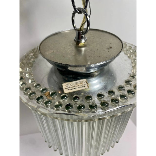Mid 20th Century Glass Rod & Lucite Pendant Chandelier For Sale - Image 4 of 11