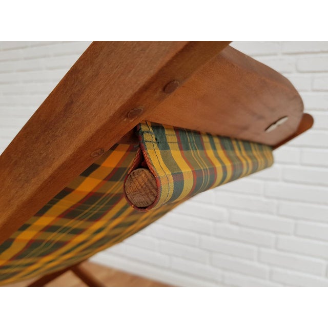 1960s Scandinavian Fabric and Teak Folding Chair, 1960s For Sale - Image 5 of 16