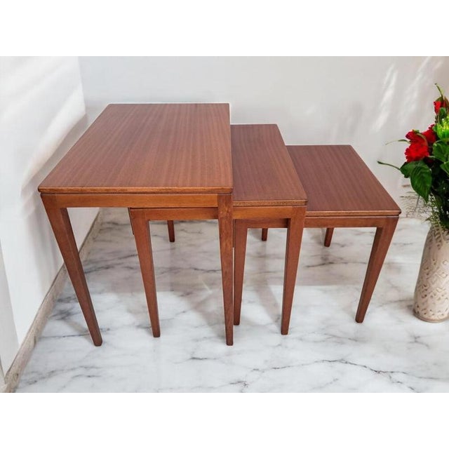 Brown Vintage Nesting Tables in Teak, 1960, Set of 3 For Sale - Image 8 of 14