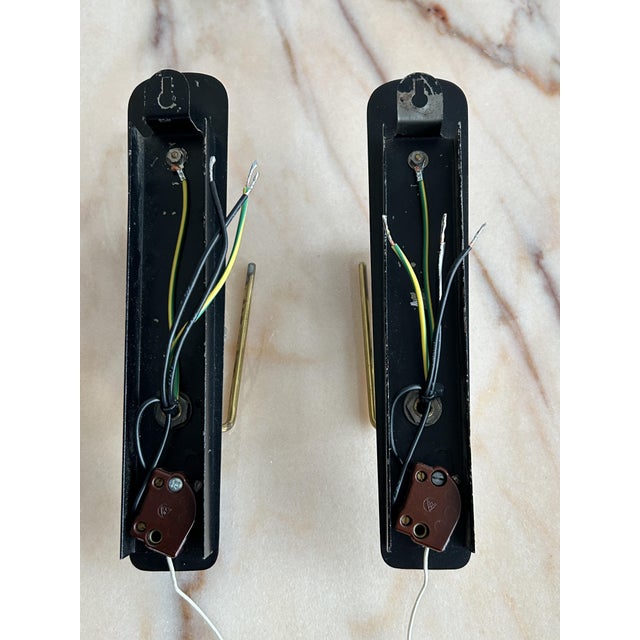 Mid-Century Modern Scandinavian Milk Glass and Brass Wall Lights, Denmark, 1960s, Set of 2 For Sale - Image 18 of 18