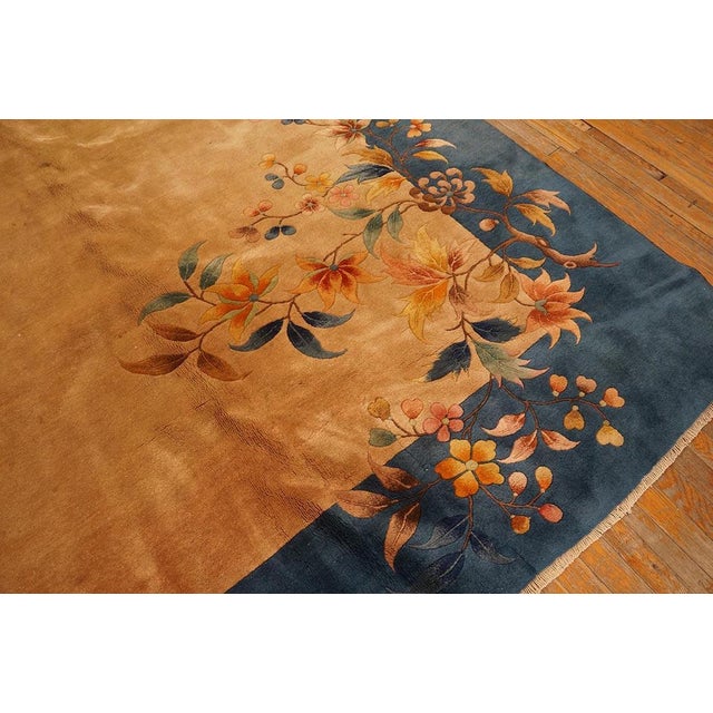 Amazing Beige Background Color withSome Palmettes Asymmetric Patterns Antique Chinese Art Deco Rug For Sale - Image 9 of 10