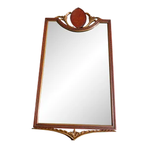 Vintage Federal Style Solid Mahogany Framed Gilt Gold Wall Mirror 1940's