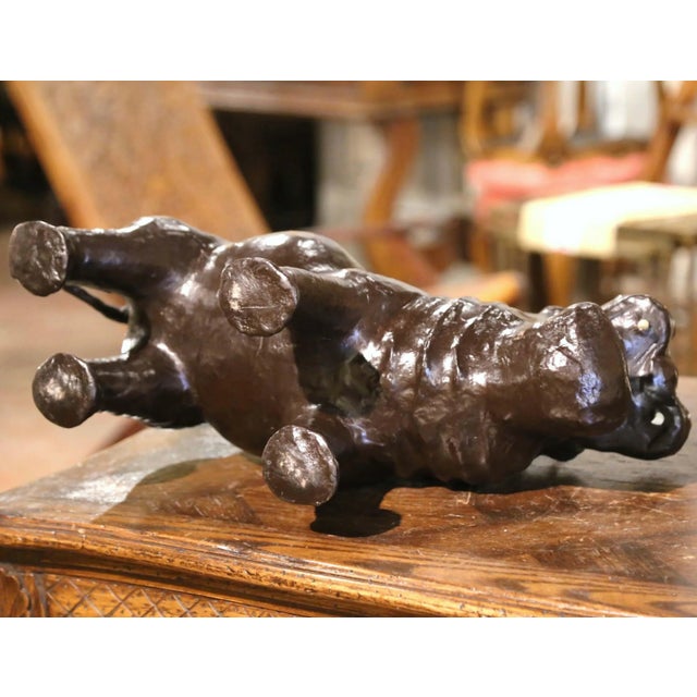 Mid-Century French Patinated Leather Hippopotamus Sculpture For Sale - Image 10 of 10