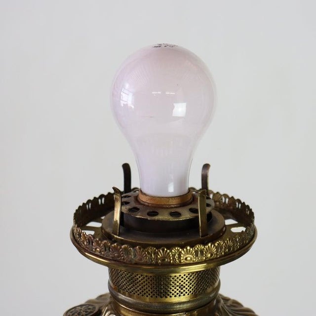 Bronze Antique Classical Brass & Figural Silver Gilt Bronze Converted Gass Lamp C1900 For Sale - Image 8 of 13