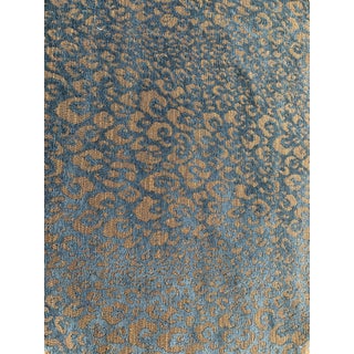 Vintage Teal & Copper Chenille Leopard Upholstery Fabric- 3 +Yards For Sale