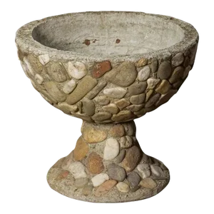 Raised Pebble-Pot Garden Planter or Urn With Embedded Stones From France