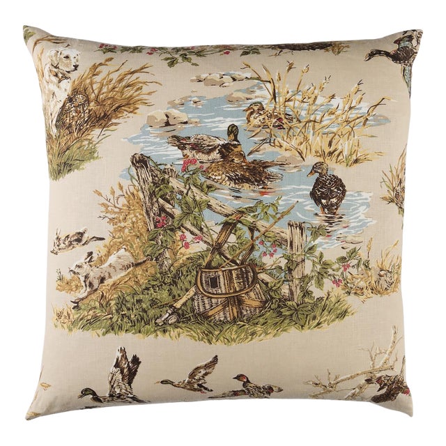 Schumacher Dog & Duck Pillow In Alabaster For Sale
