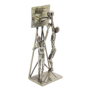 Vintage Italian Handmade Sterling Silver 925 Basket Players Large Rare Figurine Sculpture For Sale