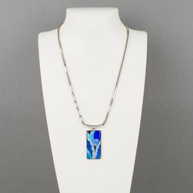 Camille Faure School Limoges France Necklace with Blue Enamel Pendant For Sale In Atlanta - Image 6 of 12