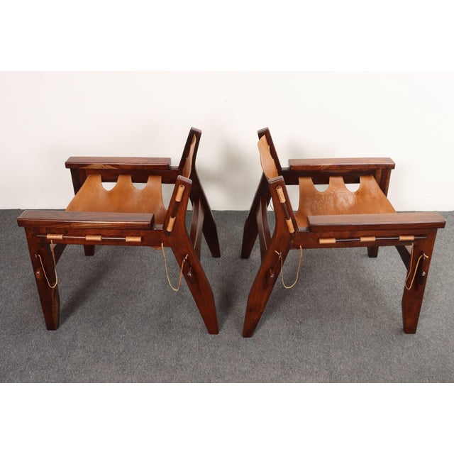 1970s Brazilian Modern Kilin Lounge Chairs in Leather & Jacaranda by Sergio Rodrigues For Sale - Image 5 of 18