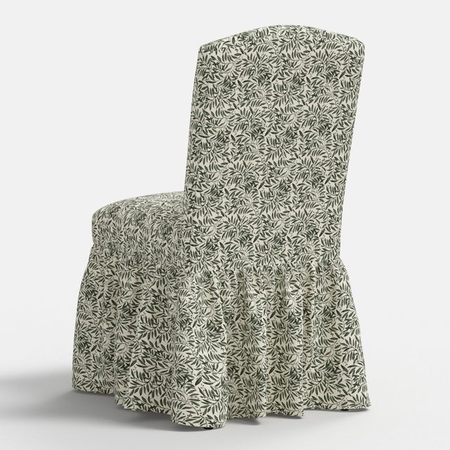 Stoffer Home x Cloth & Company Thelma Ruffle Camel Back Dining Chair in Willow Vine Olive For Sale In Chicago - Image 6 of 8