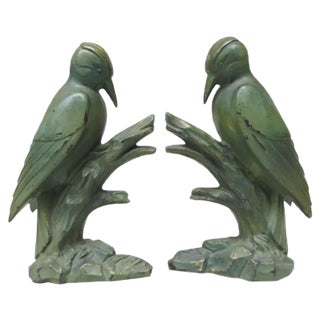 Art Deco Woodpecker Bookrests, France, Set of 2 For Sale