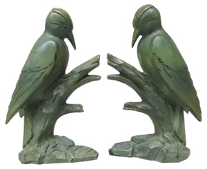 Art Deco Woodpecker Bookrests, France, Set of 2