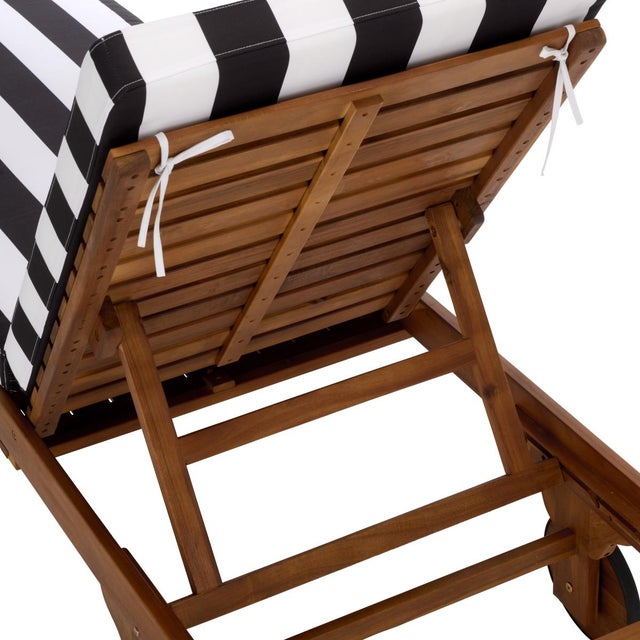 White Newport Chaise Lounge, Black Stripe For Sale - Image 8 of 13