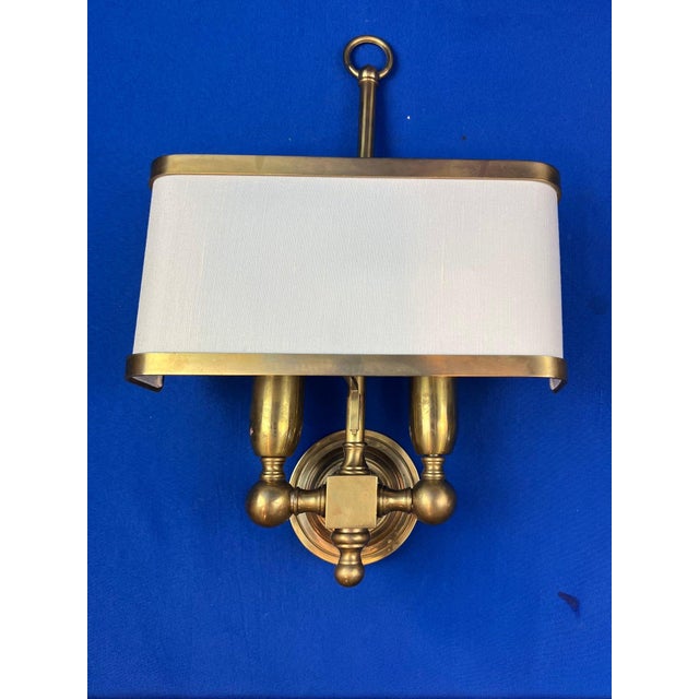 Italian Italian Brass Two-Light Wall Sconces With Original Ivory Shades - Pair For Sale - Image 3 of 15