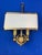 Italian Italian Brass Two-Light Wall Sconces With Original Ivory Shades - Pair For Sale - Image 3 of 15