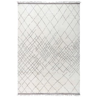 Modern Abstract Lattice Ivory Oversized Rug "Trace" by Doris Leslie Blau For Sale