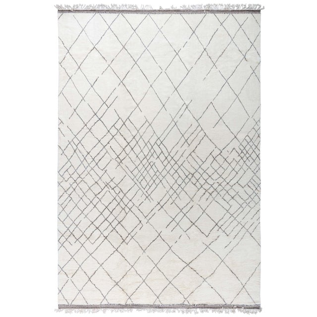 Modern Abstract Lattice Ivory Oversized Rug "Trace" by Doris Leslie Blau For Sale
