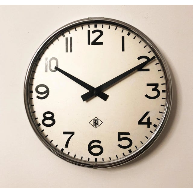Large Industrial Factory or Station Clock from Telefonbau und Normalzeit For Sale - Image 6 of 6