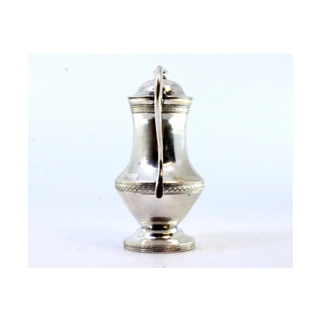 Silver Creamer with Strips and Knob Lid, in Very Good conditions. Designed from 2000 This piece has an attribution mark, I...