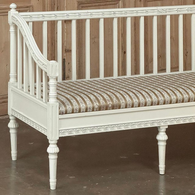 Late 18th Century 18th Century Swedish Gustavian Painted Settee ~ Neoclassical Design For Sale - Image 5 of 18