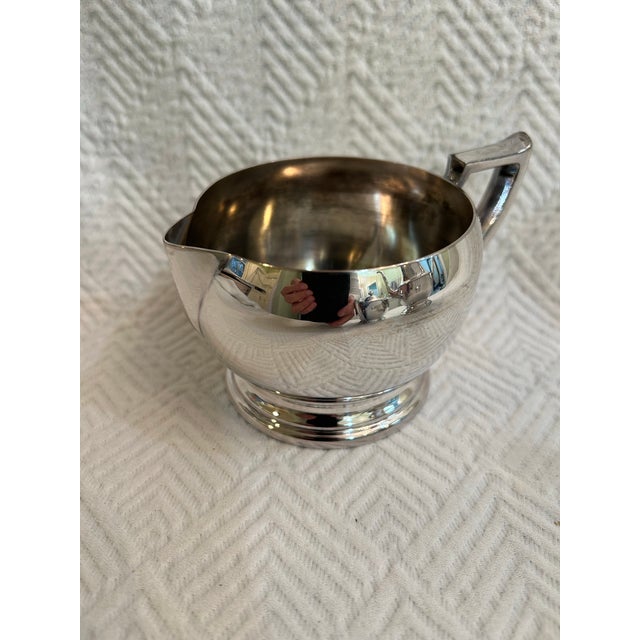 Metal Late 20th Century English Silver Mfg. Corp Silverplate Tea Service on Tray - a Set of 4 Pieces For Sale - Image 7 of 11