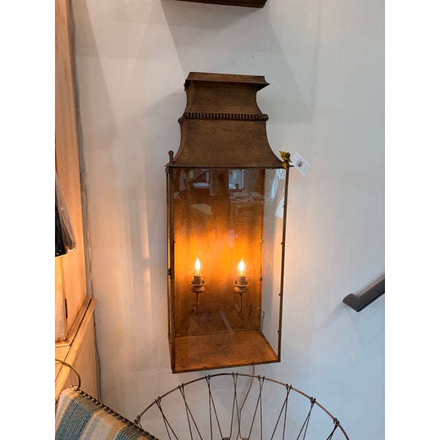 Copper and Glass wall sconce with 2 lights. 2 available