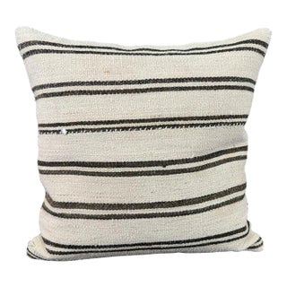 Turkish Hemp Pillow Cushion Natural Beige Dark Brown Pillow Cushion Cover 20"x20" For Sale