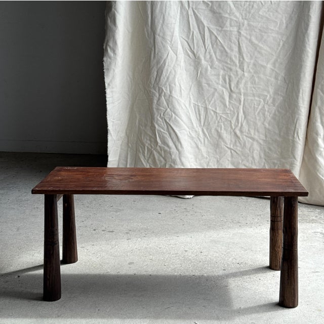 Vintage Indonesian Brown Teak Coffee Table with Tapered Legs, 1980s For Sale - Image 15 of 18