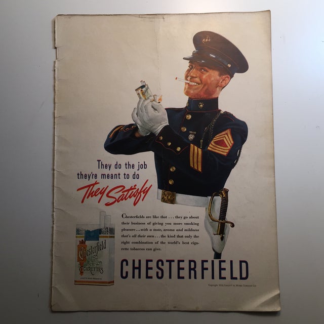 Vintage Pabst Blue Ribbon & Chesterfield Ads Chairish