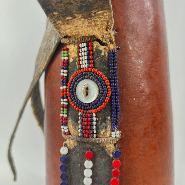 Early 20th Century Maasai Beaded Milk Gourd Container Kenya MATTER COLLECTION For Sale In Denver - Image 6 of 7