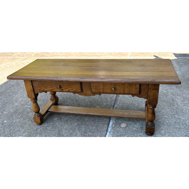 Vintage Country French Coffee Table With Two Drawers For Sale - Image 4 of 12