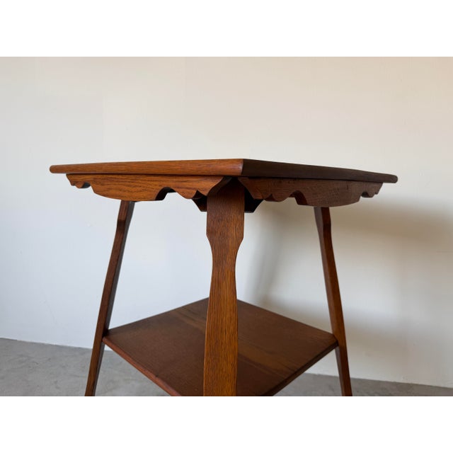 Brown 1996 Vintage Arts & Crafts Style Handmade Oak End Table – Signed g.b.d. For Sale - Image 8 of 12