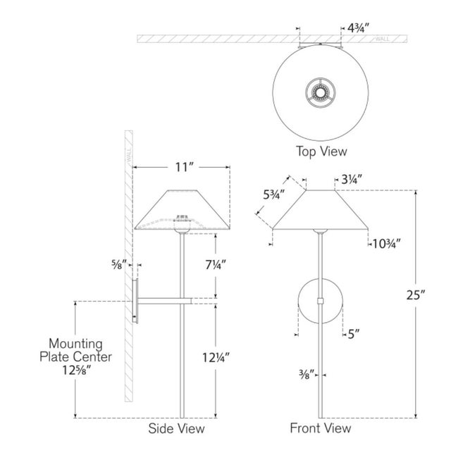 J. Randall Powers for Visual Comfort Signature Hackney 25" Tail Sconce in Polished Nickel with Linen Shade For Sale In Houston - Image 6 of 7