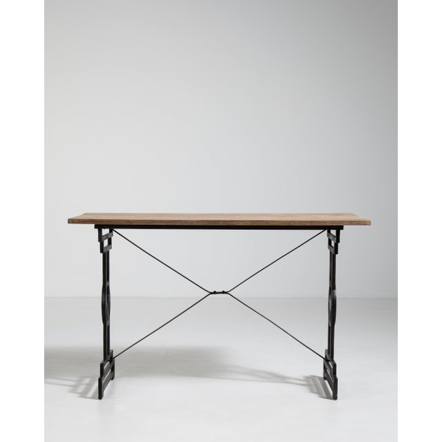 Cast Iron Bistro Table with Oak Top, Antique, France, 20th Century For Sale - Image 12 of 18