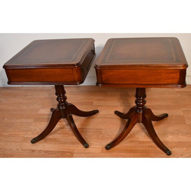 1930s 1930s Pair of English Regency Mahogany Side Tables / End Tables For Sale - Image 5 of 15