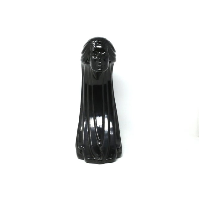 Ceramic 1990 Black Ceramic Woman's Head and Hair Sculpture For Sale - Image 7 of 13