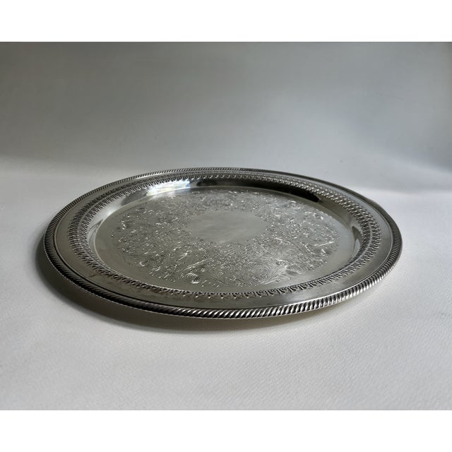 Mid 20th Century Wm Rogers Larger Silver Plate Round Serving Tray For Sale - Image 18 of 18