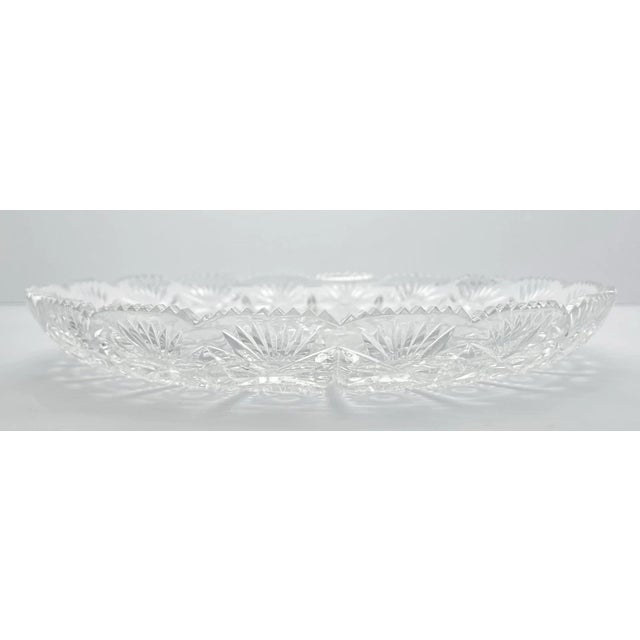 1960s Vintage American Brilliant Period Abp Cut Crystal Glass Tray Platter For Sale - Image 4 of 6
