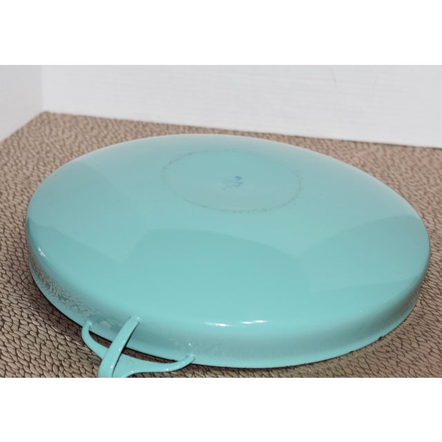 Turquoise 1950s Jens Quistgaard for Dansk Turquoise Paella Pan With Four Ducks Logo Kobenstyle For Sale - Image 8 of 11