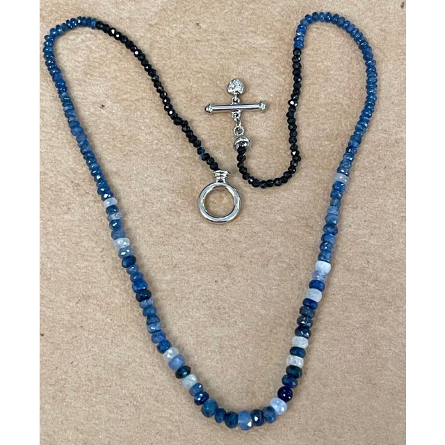 Approximately 50 Carat Natural Sapphire Bead Single Strand Necklace with Diamond in 14 KW Gold All natural beads , no...