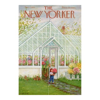 1955 Original New Yorker Magazine Cover, May 7, Edna Eicke Cover Art, Greenhouse For Sale