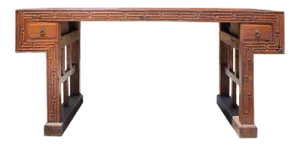 Raw Wood Plank Rectangular Contemporary Wood Base Desk Table