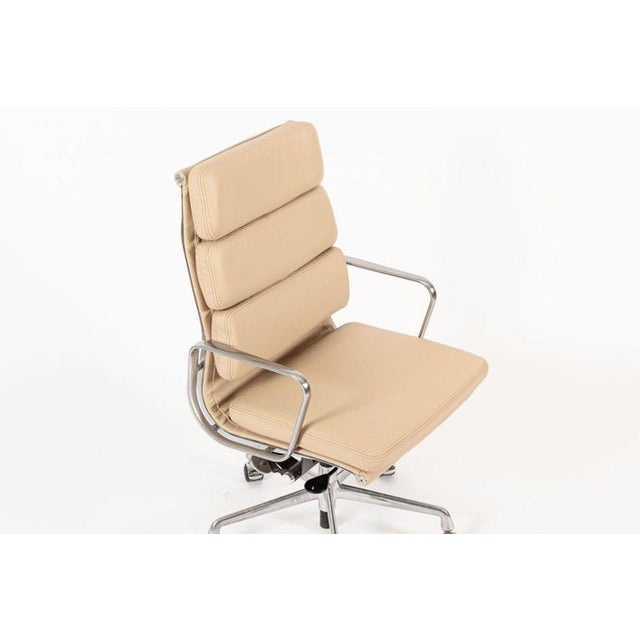 Herman Miller Eames Tall Tan Leather Desk Chair Soft Pad Pair For Sale - Image 10 of 15