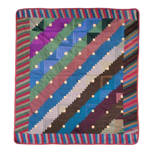 19thc Wool Log Cabin Quilt From Pennsylvania
