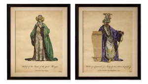 Ottoman Costume: Imam & Court Official, 1749, Hand-Colored Prints, Set of 2