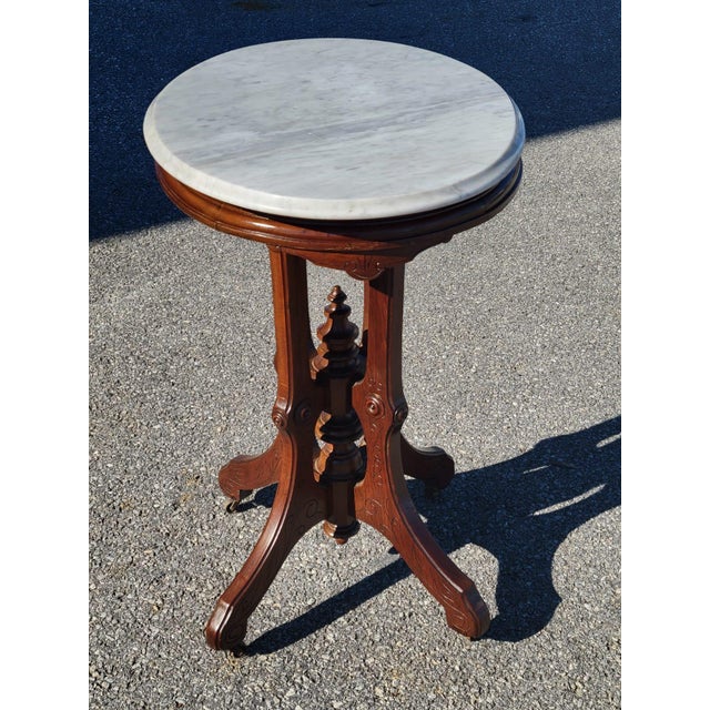 Victorian 19th Century American Victorian Marble Side Table For Sale - Image 3 of 18