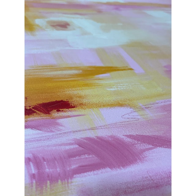 Wood 1980s Abstract Painting Pink #3 on Stretched Canvas For Sale - Image 7 of 16