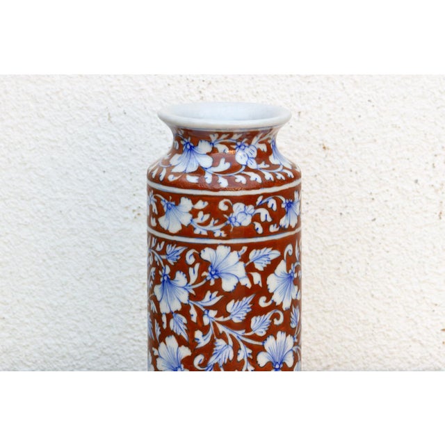 Blue Bloom Jaipur Cylinder Vase For Sale - Image 4 of 9