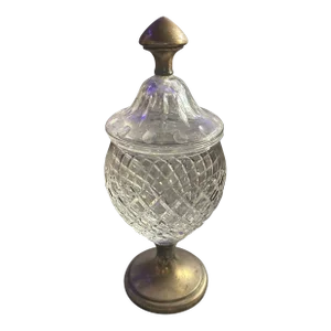 Antique Crystal Bowl With Silver Lid & Base